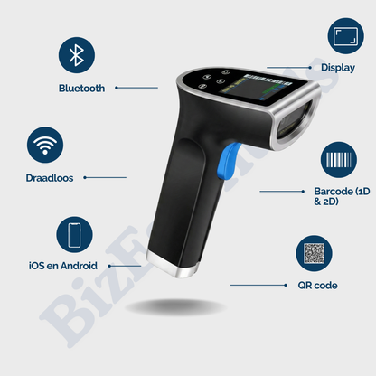 BizEssentials DB+ Series 2D Bluetooth Barcode Scanner – Met Display
